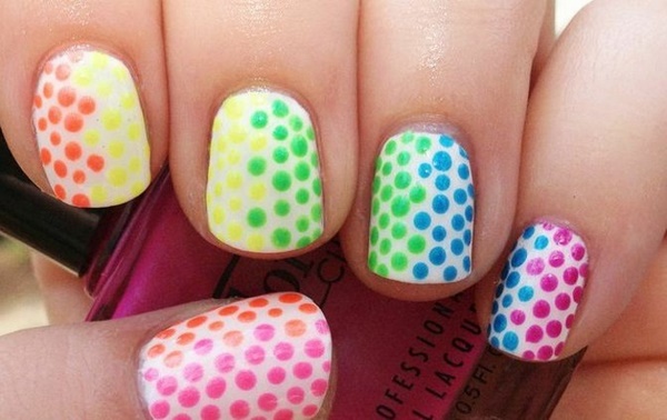 summer nails polka dot rainbow nails