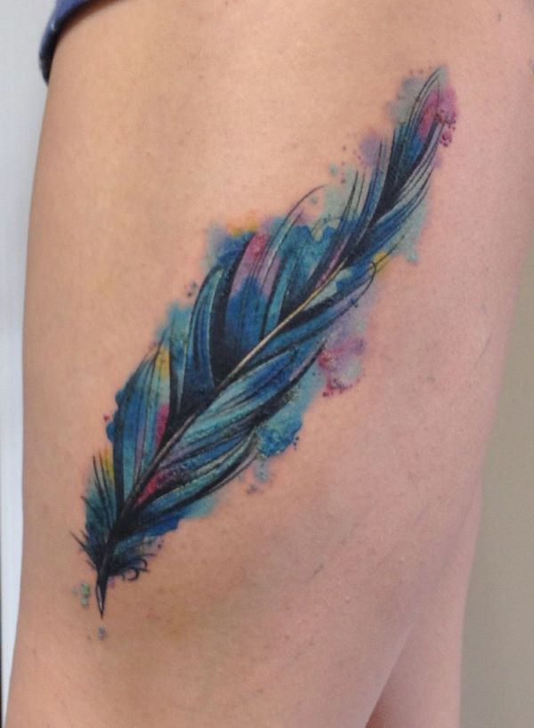 watercolor feather tattoos designs