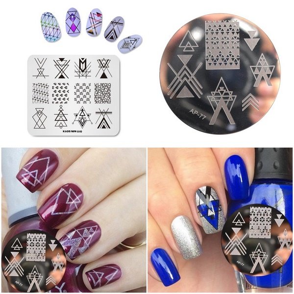 Geometric nails with stamping tool