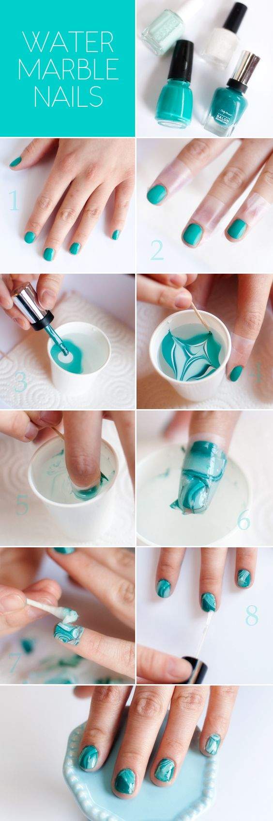 How to do marble nails at home with water