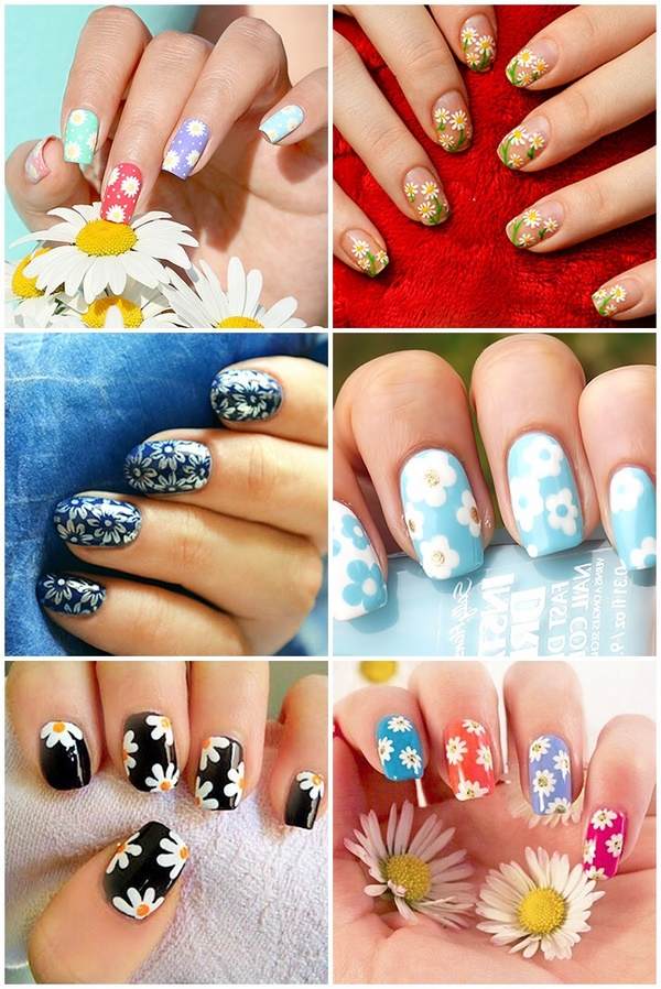 adorable nail design ideas for summer flower pattern daisies