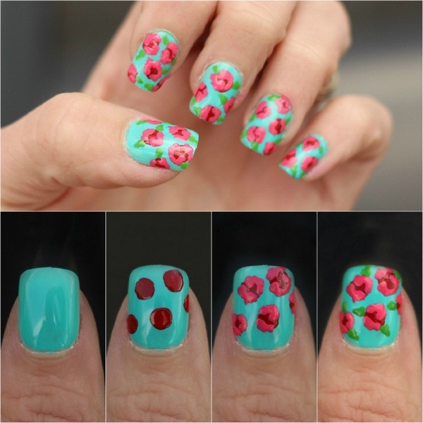 diy easy floral nails tutorial