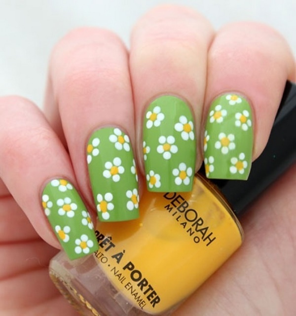 easy nail design ideas DIY flower pattern with dots