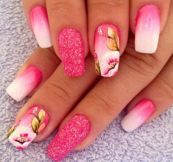 floral manicure beautiful summer nails