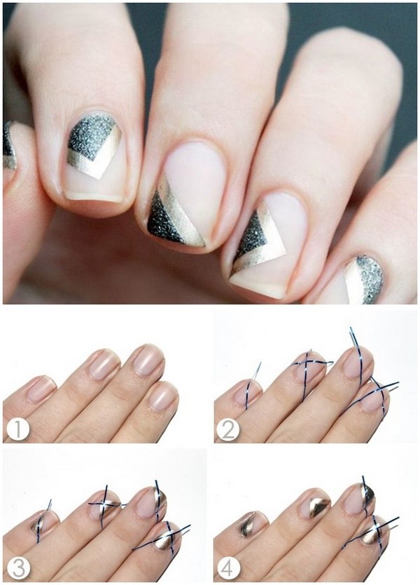 how to do geometric nails with tape