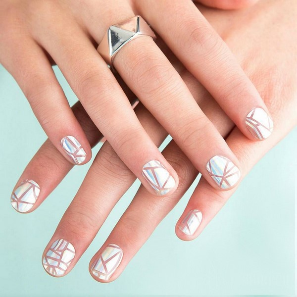 how to do geometric nails with tape