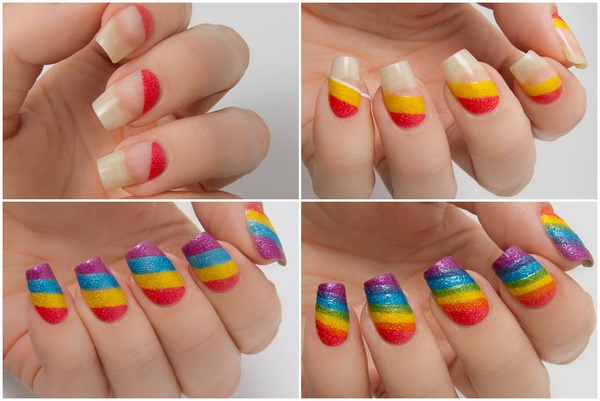 how to do rainbow nail art step by step