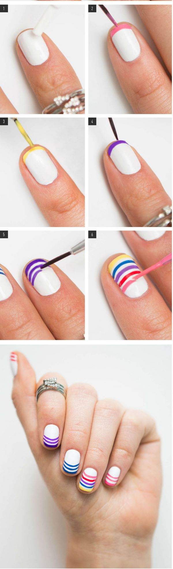 how to do rainbow nail design tutorial