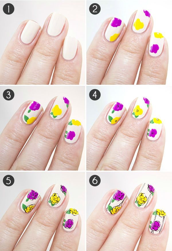 nail art step by step flowers