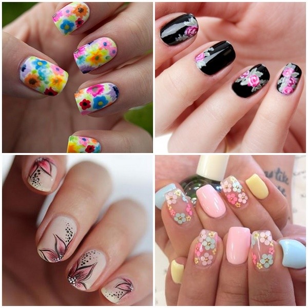 manicure with flowers colorful summer nails ideas
