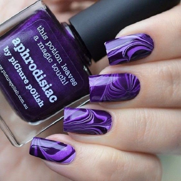 purple marble effect nail design ideas