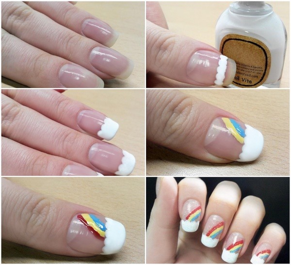 rainbow and clouds nail design summer nails ideas