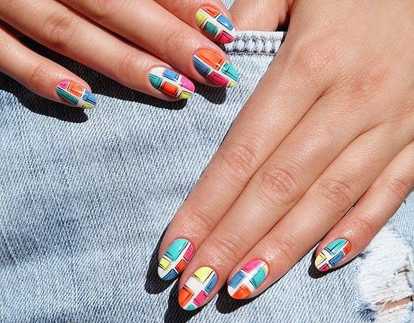 summer nails geometric pattern designs