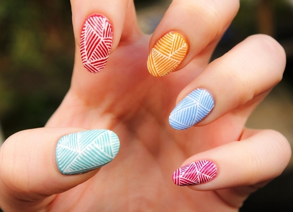 summer nails ideas geometric shapes