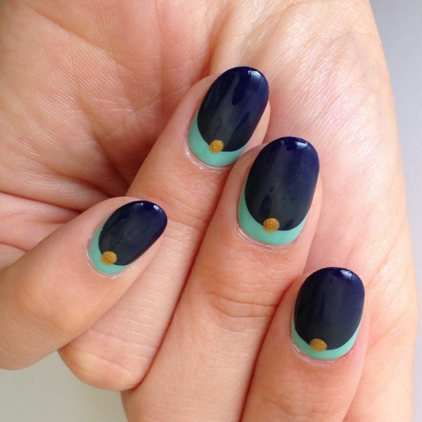 DIY nail design ideas black green manicure