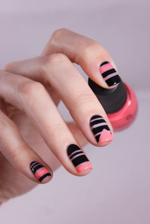 DIY nail design ideas black red manicure