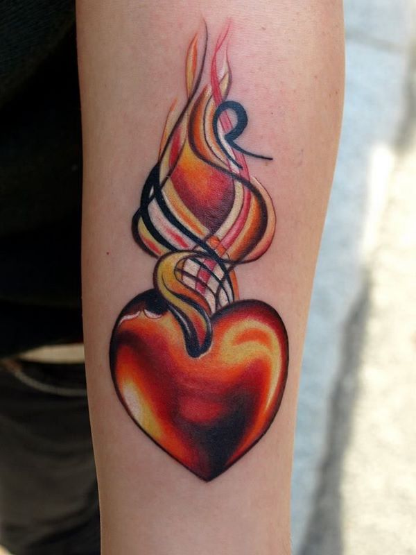 Flaming heart tattoo meaning