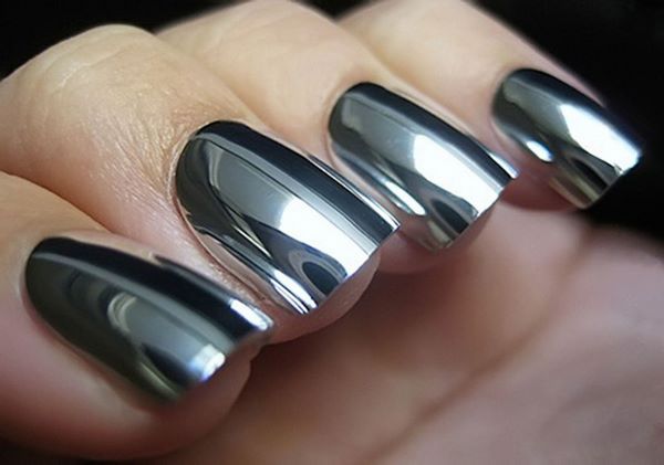 amazing chrome nail designs silver powder