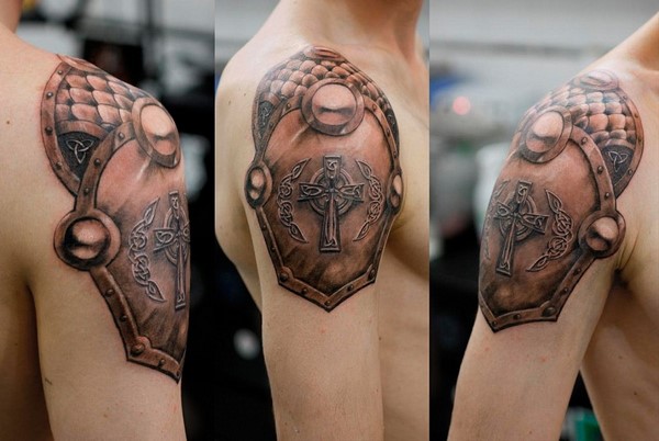 armor tattoo for mens shoulder