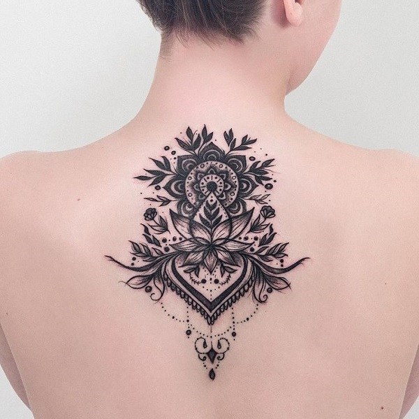 awesome mandala tattoo for women back tattoo