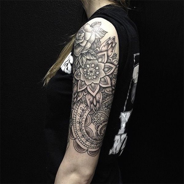 best half sleeve tattoos mandala lace tattoo ideas