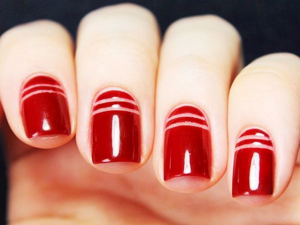 easy DIY nail art ideas red nail color