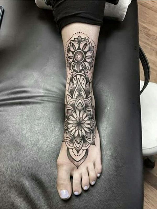 foot tattoo mandala design spiritual tattoos
