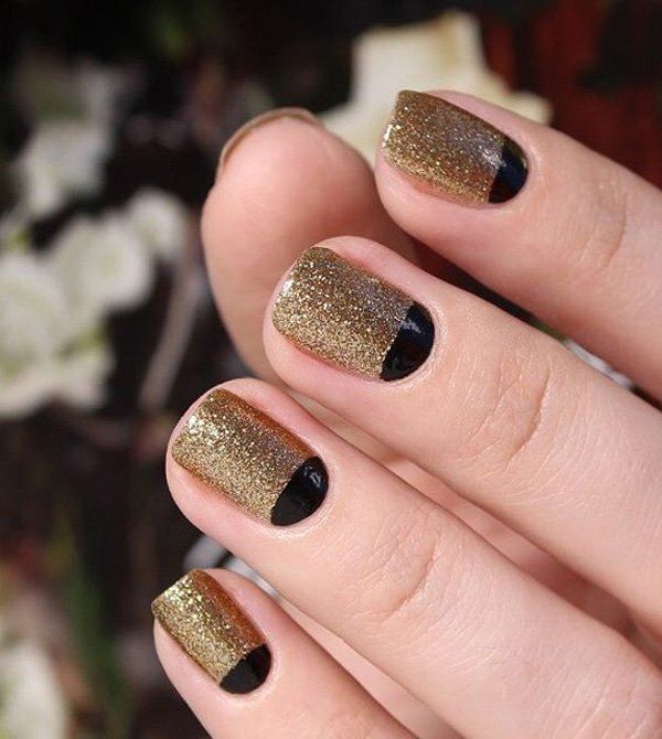 gold and black moon nail design ideas