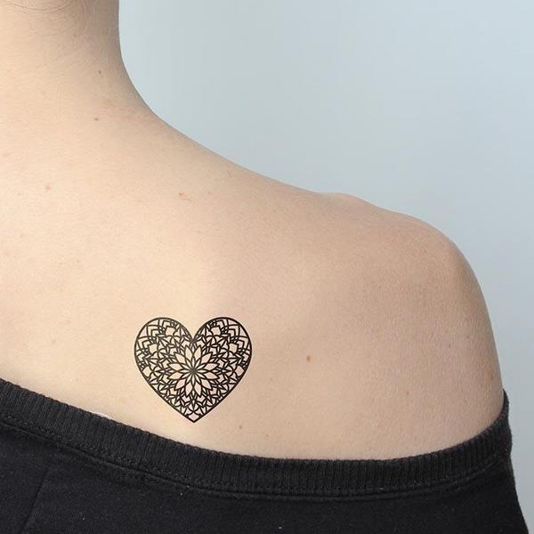 heart mandala small tattoos for women