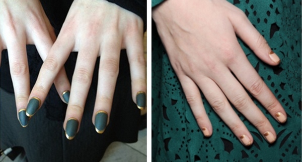 how to do gold half moon manicure