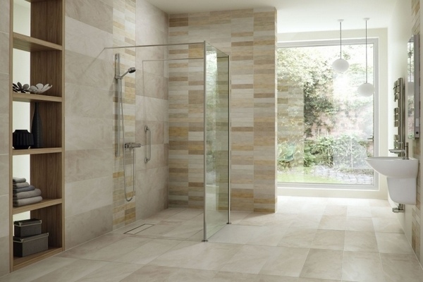 linear drain modern shower enclosure glass screen