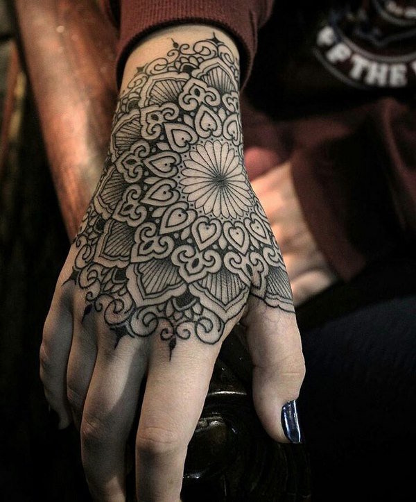 mandala hand tattoo design ideas