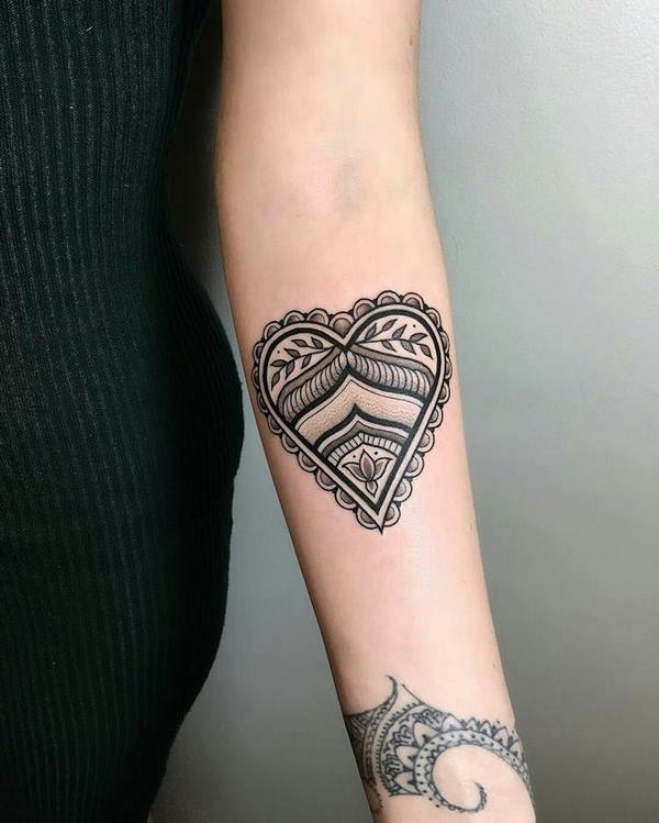 mandala heart tattoo design for women