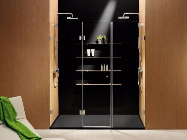 modern bathroom with open niche shower cabin