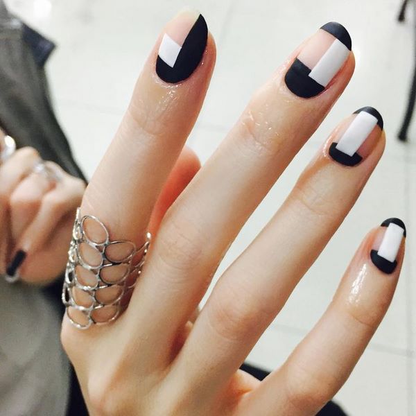 negative space manicure geometric nails