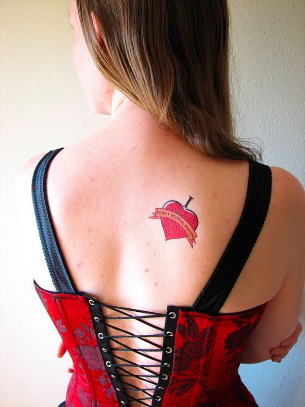 shoulder tattoo design with red heart