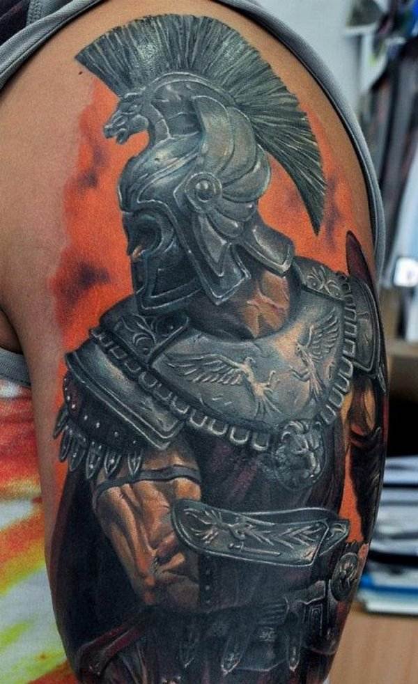 shoulder tattoo for men roman warrior