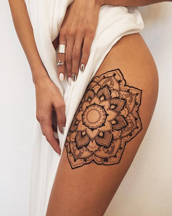 thigh tattoos original mandala design