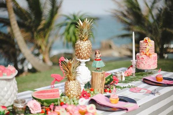 tropical bachelorette table decorating ideas menu