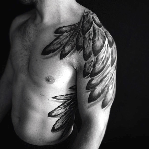wings tattoo for men shoulder and back