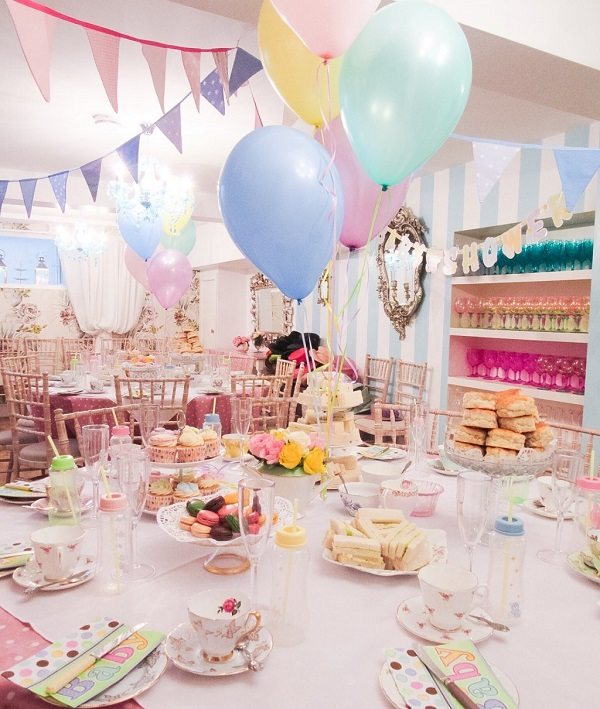 Baby shower afternoon tea table setting decorating ideas