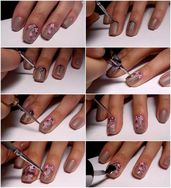 DIY cherry blossom nails spring manicure