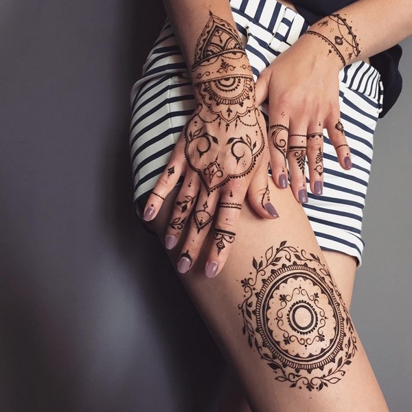 DIY henna tattoo thigh tattoo hand mehndi