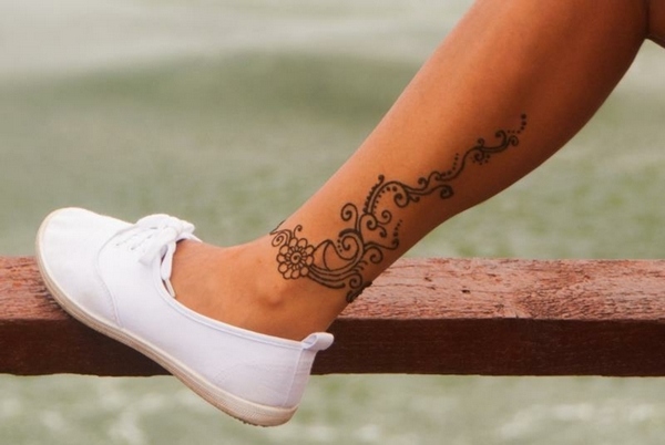 Henna flower tattoo ankle tattoo 