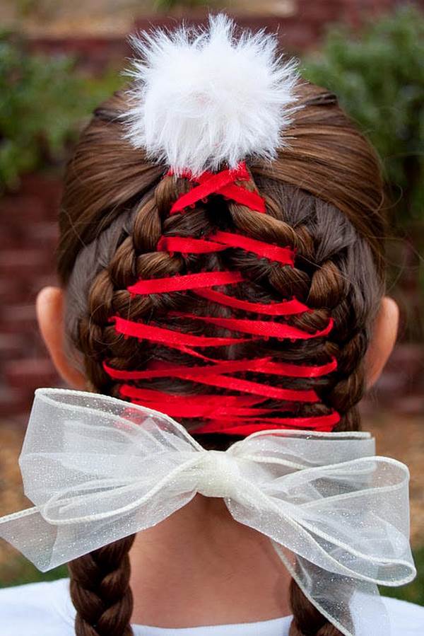 Santa hat hairstyle cute Christmas ideas