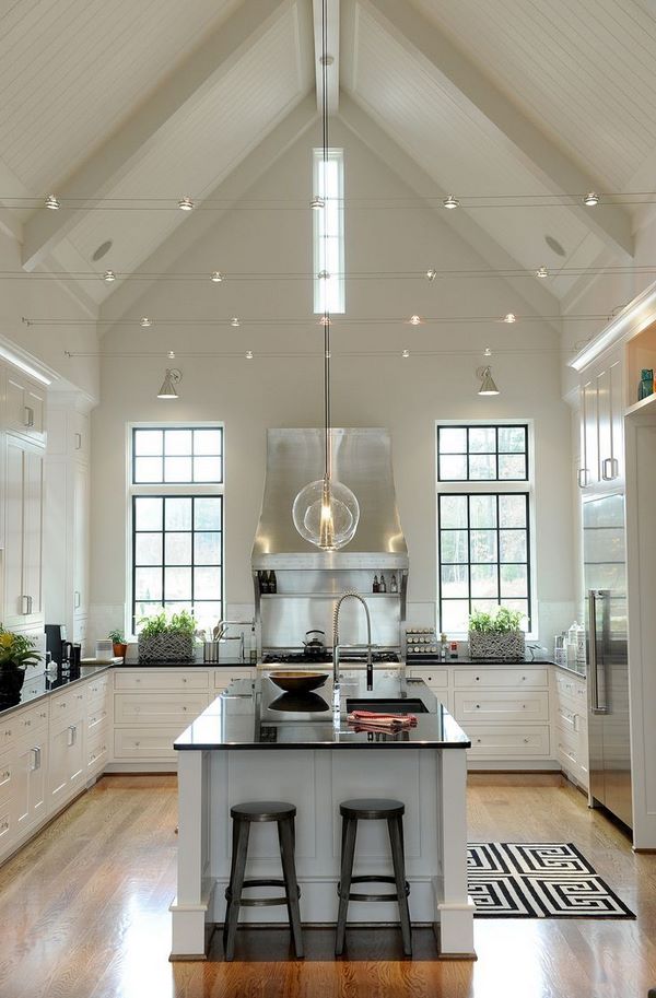 Vaulted ceiling cathedral ceiling kitchen interior design ideas