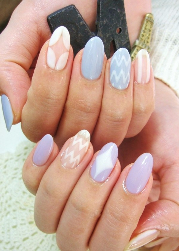 almond nail art pastel manicure ideas