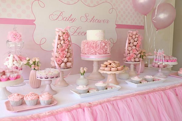 baby girl shower pink white decoration