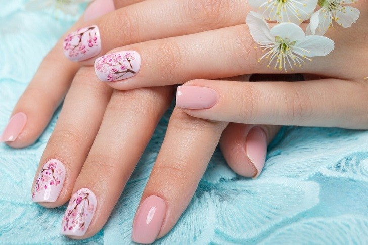 Easy White Cherry Blossom Nails  Flower Nail Art Design Tutorial  YouTube