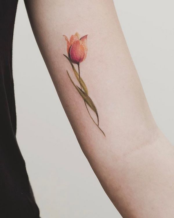 beautiful tulip tattoos for women forearm